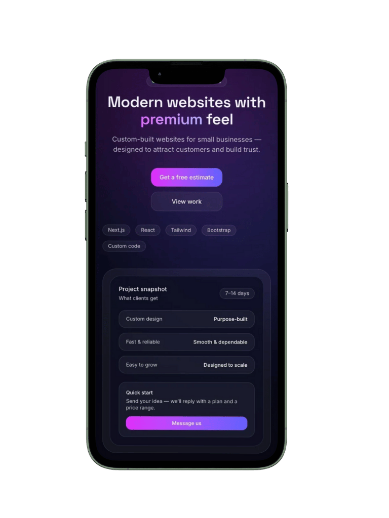 Landing page preview