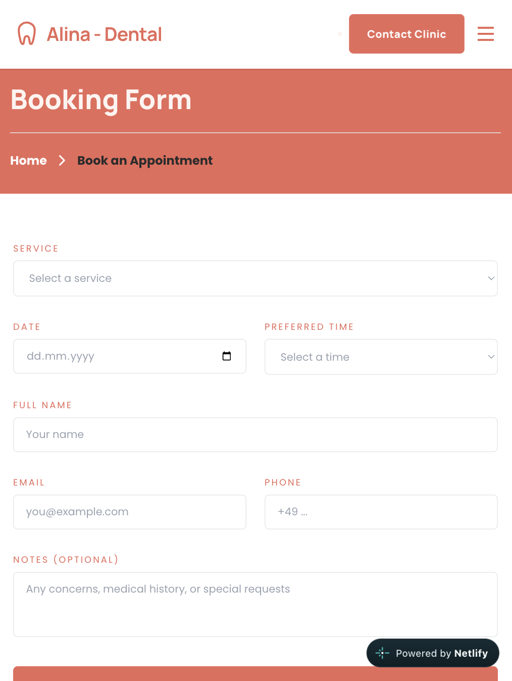 Booking Form