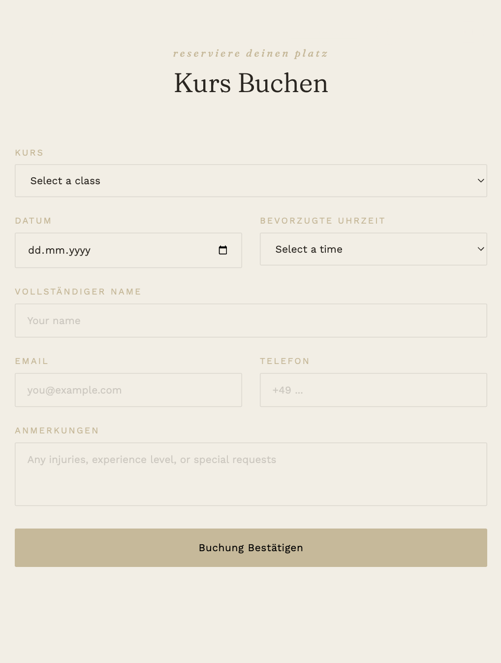 Booking Form